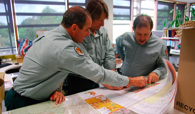 NPWS rangers planning a hazard reduction burn. Photo: OEH