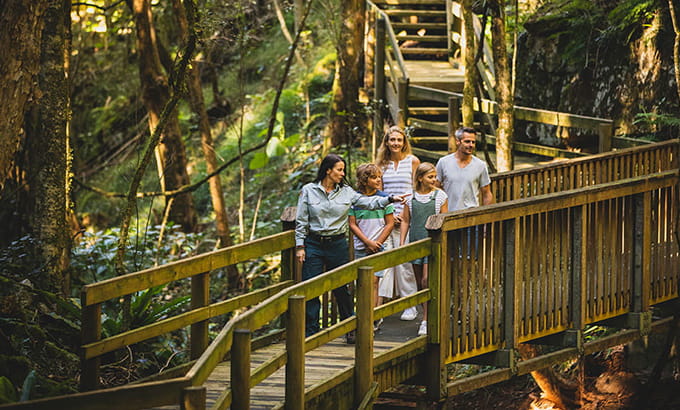 A guide takes a family through Copeland Tops State Conservation Area, Barrington Tops. Credit: Destination NSW &copy; Destination NSW