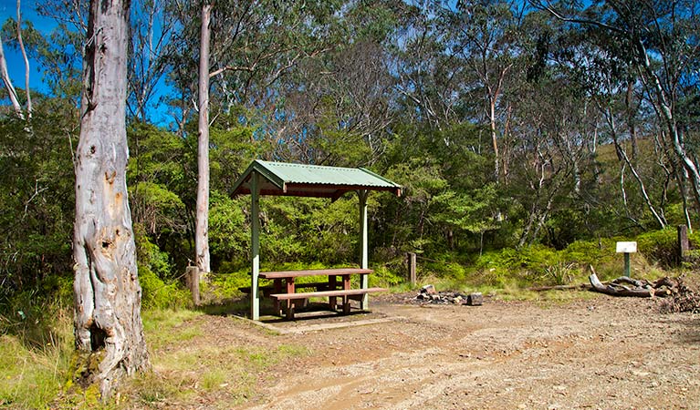 Park bench and shelter, Gloucester Tops picnic area, Barrington Top National Park. Photo:John Spencer Copyright:NSW Government
