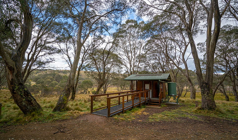 Amenities building set amongst trees in Polblue campground and picnic area, Barrington Tops National Park. Photo: John Spencer/DPIE