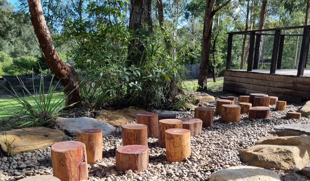 Stepping stones at the accessible adventure playground in Blue Gum Hills Regional Park. Photo &copy; Andrejs Rubenis