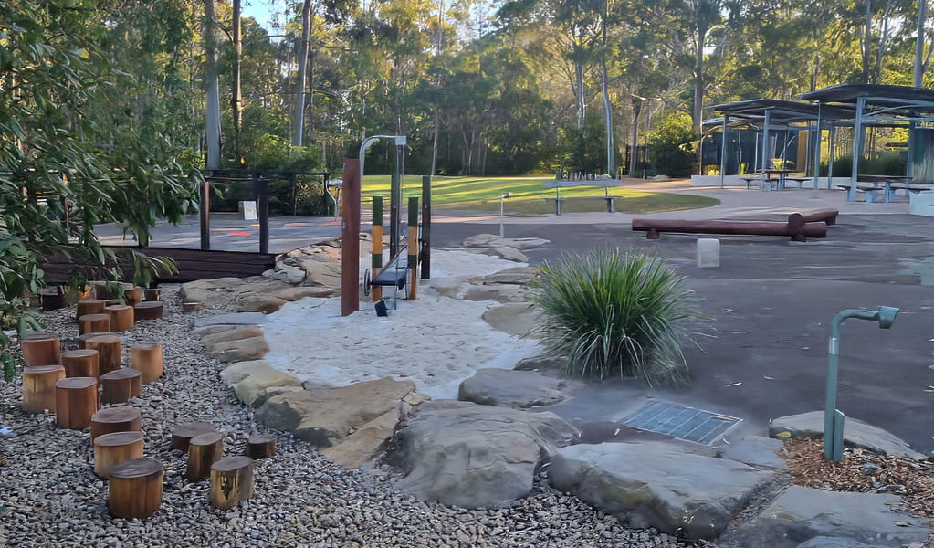 Upgraded accessible playground at Village Green picnic area, Blue Gum Hills Regional Park. Photo: Andrejs Rubenis, &copy; Andrejs Rubenis/DCCEEW