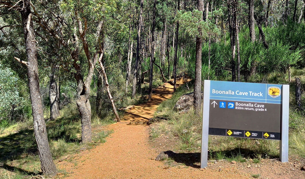 Signage at the start point for Boonalla Cave walking track, in Boonalla Aboriginal Area. Photo credit: Grace Proudfoot &copy; DPIE  