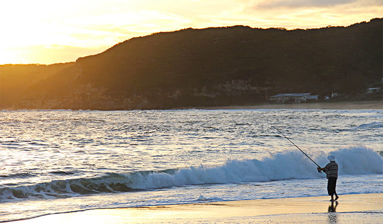 Fishing on the beach. Bouddi National Park. Photo: John Yurasek Copyright:NSW Government