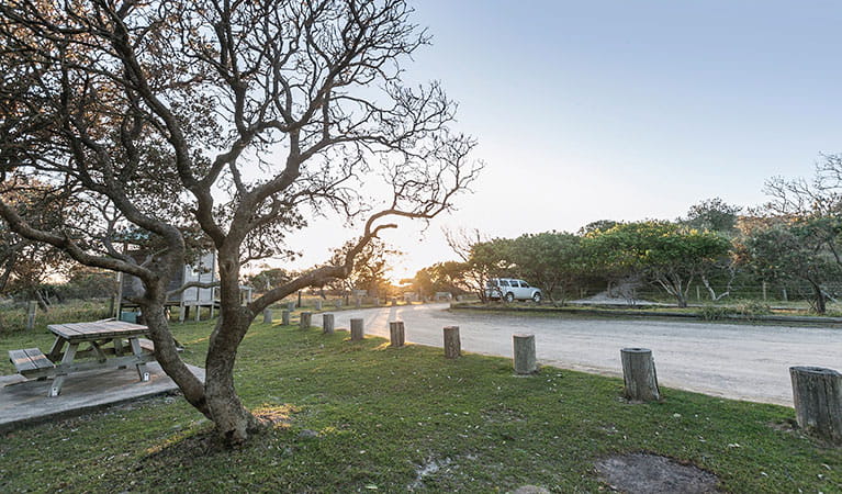 Sunrise over Broadwater Beach picnic area in Broadwater National Park. Photo: Murray Vanderveer &copy; DPIE