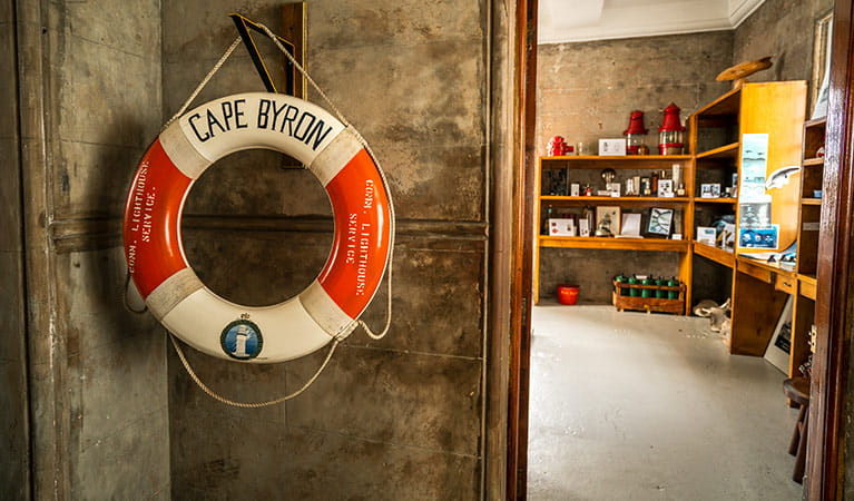 A life saving buoy at Cape Byron Lighthouse Museum, Cape Byron State Conservation Area. Photo: John Spencer/OEH.