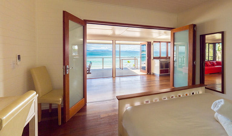 Ocean views from a bedroom in Imeson Cottage. Photo: Sera Wright/DPIE.