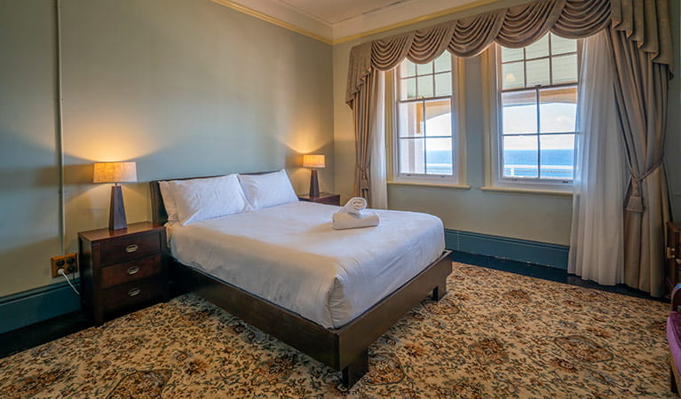 Double bedroom with water views in the Assistant Lighthouse Keepers Cottage. John Spencer/DPIE