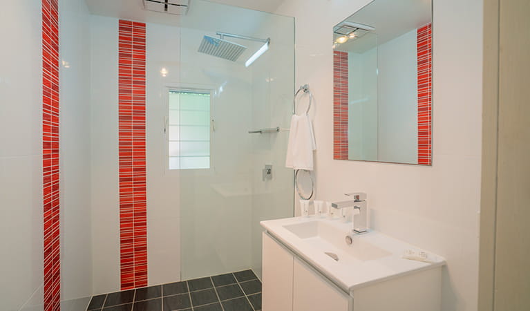 Clean, modern bathroom in Partridge cottage. Photo: DPIE/John Spencer