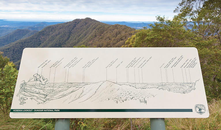 Kosekai lookout information post, Dunggir National Park. Photo: Rob Cleary &copy; OEH