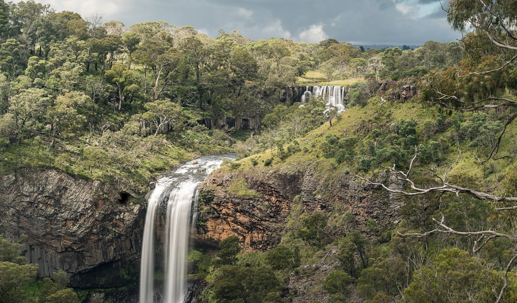 Spectacular view of the Guy Fawkes River plunging over the lower Falls. Photo: David Waugh &copy; DCCEEW