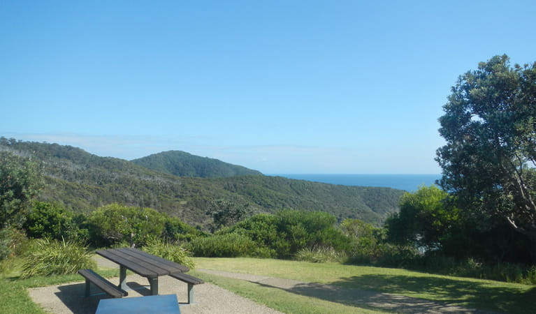A picnic table at Smoky Cape picnic area, Hat Head National Park. Photo: Debby McGerty &copy; NSW Government