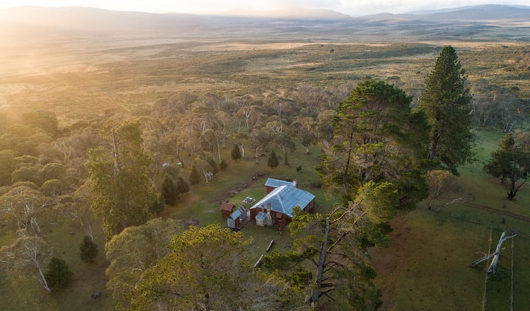 Aerial view of The Pines Cottage, Kosciuszko National Park. Photo: Rob Mulally/DPIE