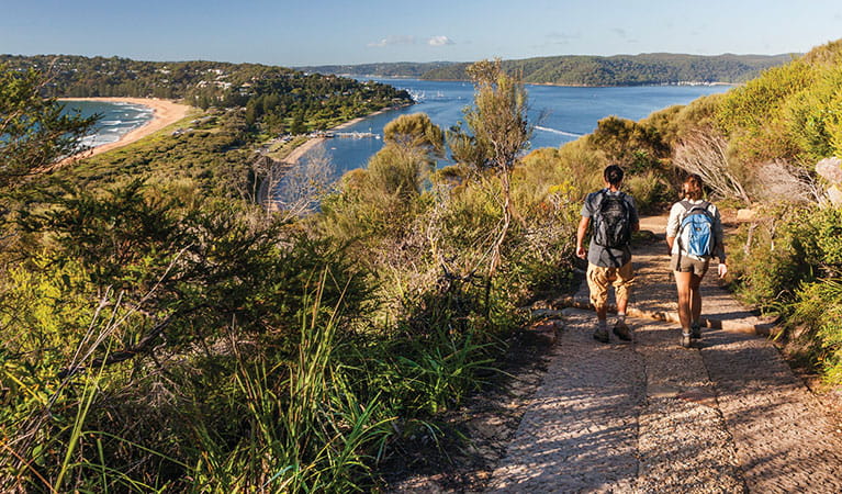 Walkers descending the track from Barrenjoey Head in Ku-Ring-Gai Chase National Park. Photo: D Finnegan/OEH