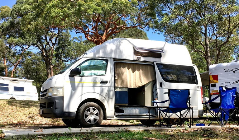 A campervan at Lane Cove caravan park in Lane Cove National Park. Photo: Claire Franklin/OEH