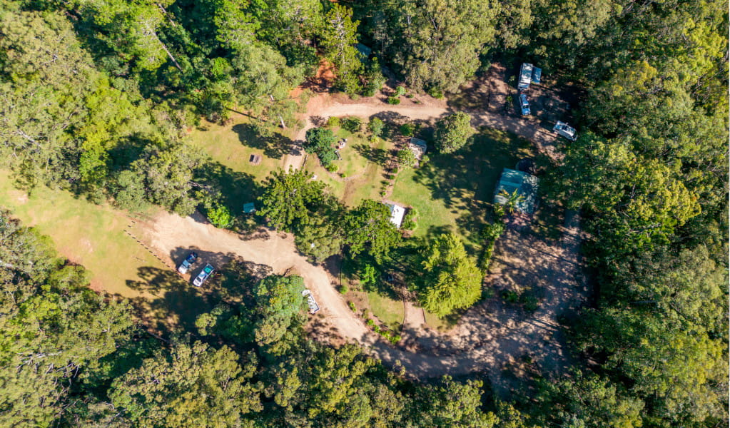 Aerial view of campsites at Cutters Camp campground. Credit: John Spencer &copy; DPE 
