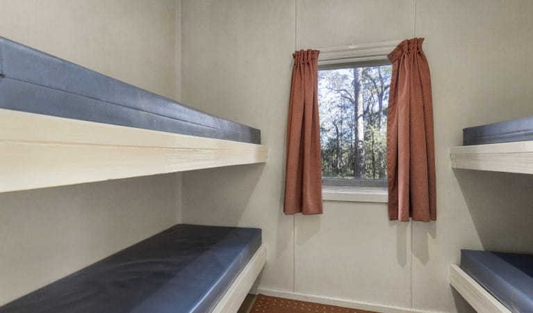 The beds at one of the bedrooms in Toms Cabin in New England National Park. Photo:  Mitchell Franzi &copy; DPIE