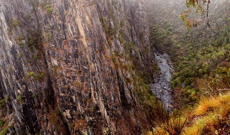 View of natural rockslide at the base of a very steep gorge wall in Oxley Wild Rivers National Park. Photo credit: Rob Cleary &copy; DPIE