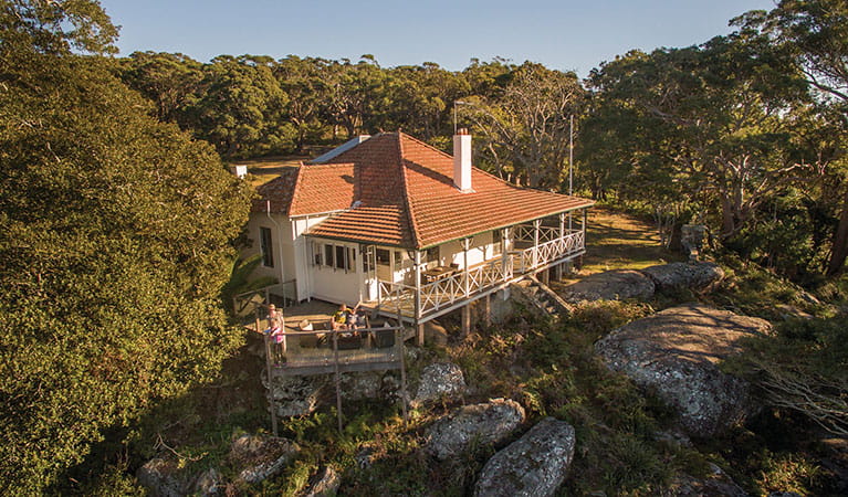 Aerial view of Hilltop Cottage and surrounding bushland in Royal National Park. Photo: John Spencer &copy; DPIE