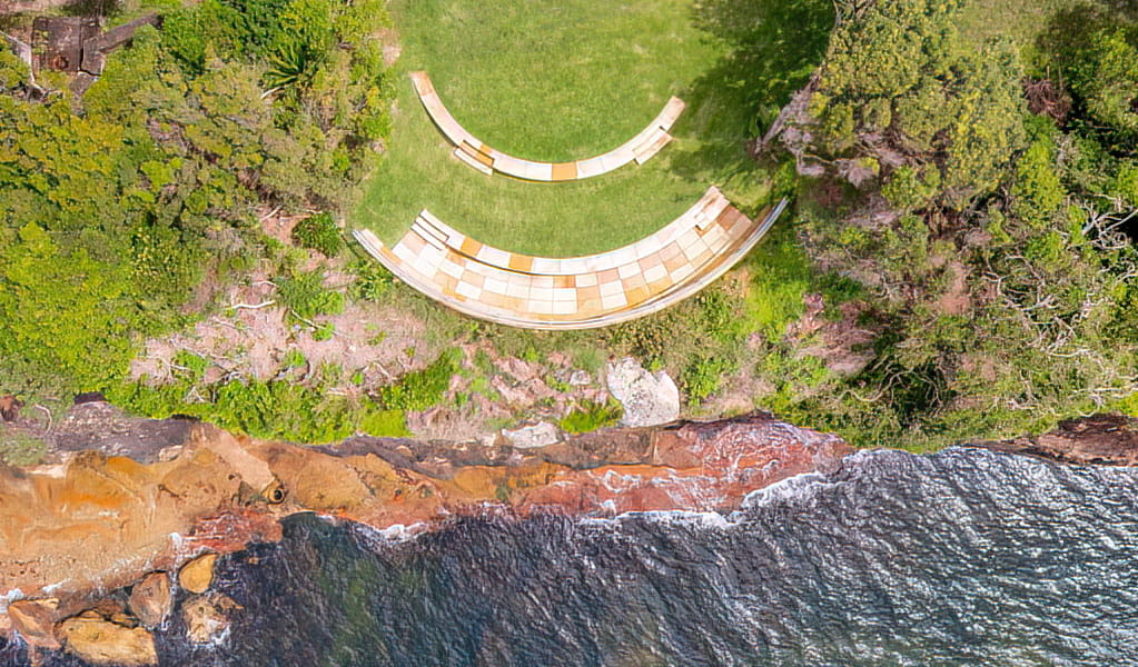Belvedere lookout at Georges Head, Sydney Harbour National Park, is shaped like a semicircle for better ocean viewing. Photo: Andrew Elliot, &copy; DCCEEW