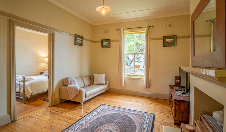 The lounge room at Steele Point Cottage in Sydney Harbour National Park. Photo: John Spencer/OEH