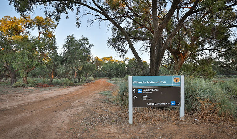 NPWS sign at Willandra campground, Willandra National Park. Photo: Vision House Photography/DPIE
