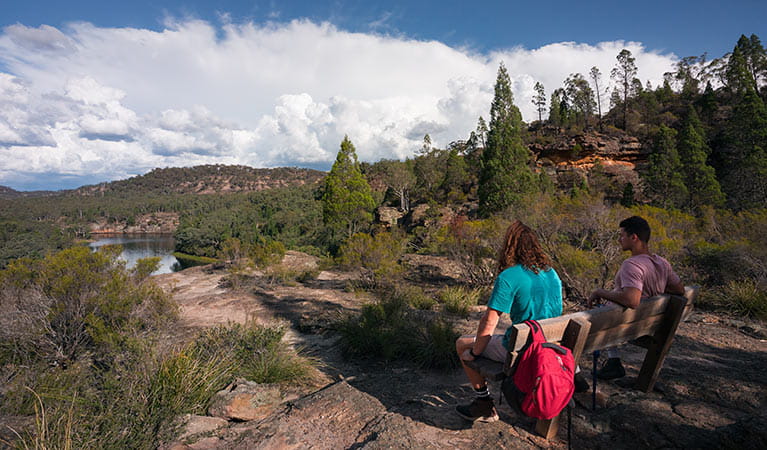 People resting on Pagoda Lookout walking track, Wollemi National Park. Photo: Daniel Tran