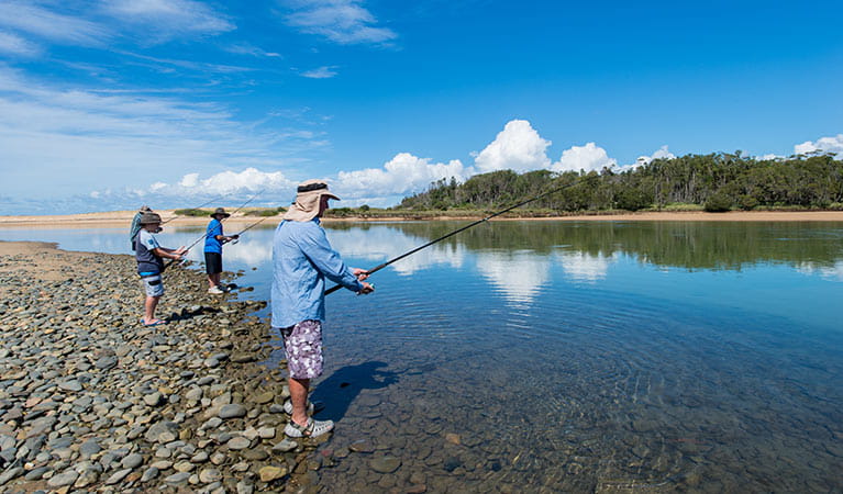 Family fishing at Khappinghat River in Saltwater National Park. Photo: John Spencer/DPIE