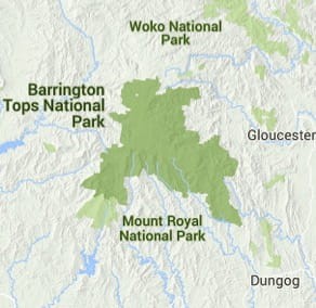 Map of Barrington Tops National Park