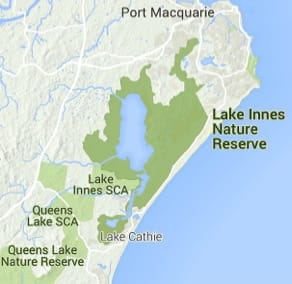 Map of Lake Innes Nature Reserve