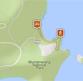 Map of Rock Platform walk, Depot Beach in Murramarang National Park. Image: OEH