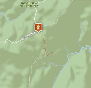 Map of Round Mountain Hut walking track in Kosciuszko National Park