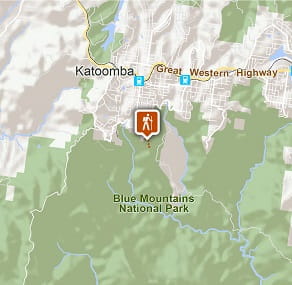 Map of Three Sisters walk in Blue Mountains National Park