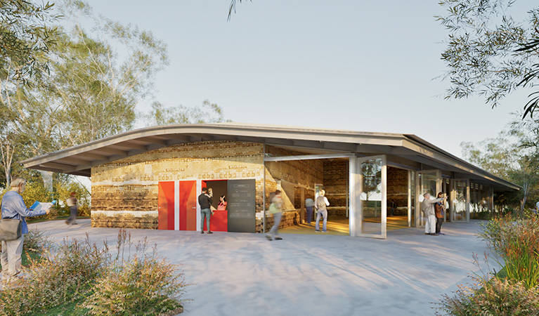 Artist impression of the new cafe space at Kurnell Visitor centre. Credit and &copy; DCCEEW