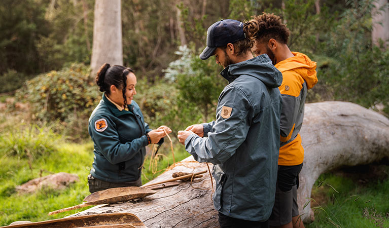 Staff with visitors on a guided tour at Journama Creek in Kosciuszko National Park. Photo: Rob Mulally/DPIE