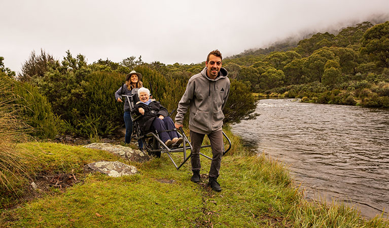 TrailRider beside Thredbo River in Kosciuszko National Park. Photo: Murray Vanderveer &copy; DPE