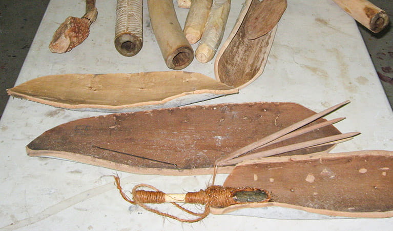 Aboriginal wood-carved artefacts, Kosciuszko National Park. Photo: Talea Bulger