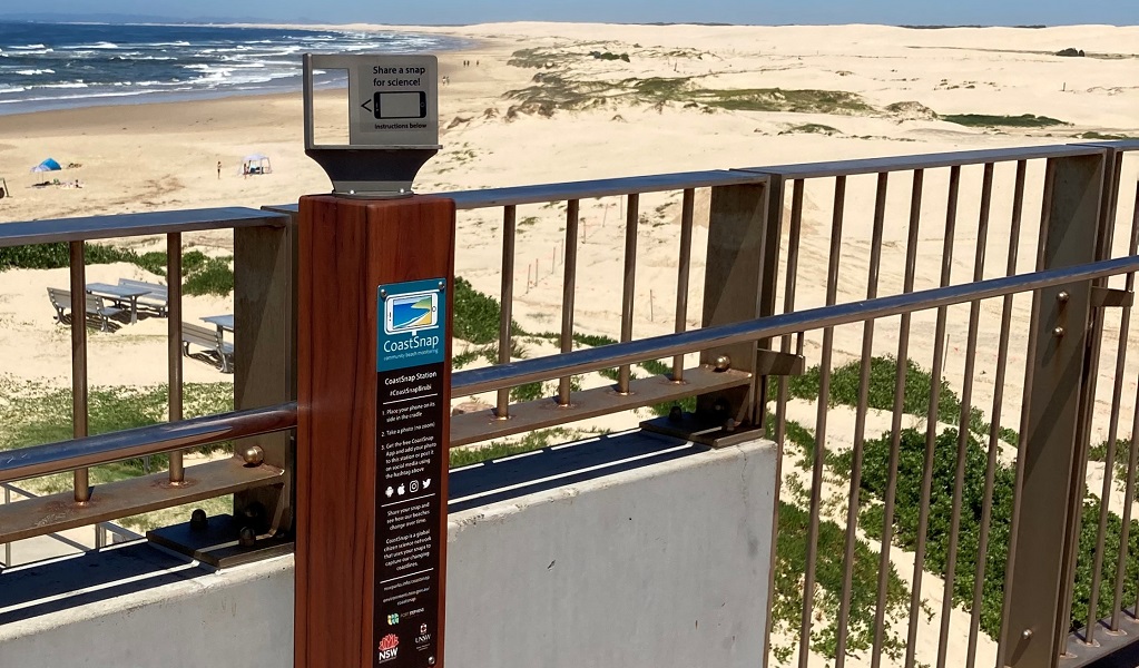 CoastSnap station, Birubi Point Surf Club, Worimi Conservation Lands. Photo: Kyles Woodbury &copy; NPWS