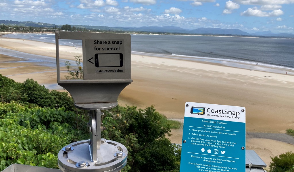 CoastSnap station, Clarkes Beach, Cape Byron State Conservation Area. Photo: Kyles Woodbury &copy; NPWS