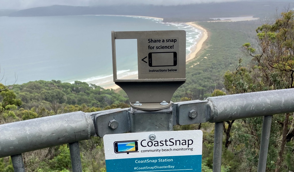 CoastSnap station, Disaster Bay, Ben Boyd National Park. Photo: Kyles Woodbury &copy; NPWS