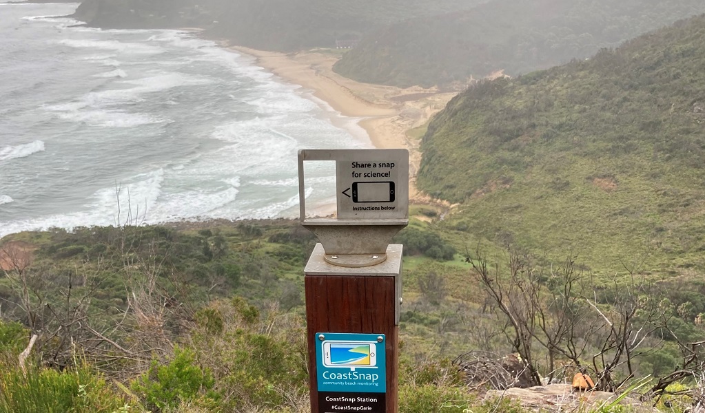 CoastSnap station, Garie Beach, Royal National Park. Photo: Kyles Woodbury &copy; NPWS