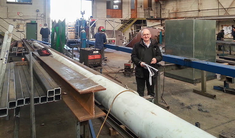 Working on the restoration of the Bradleys Head Mast. Photo: OEH