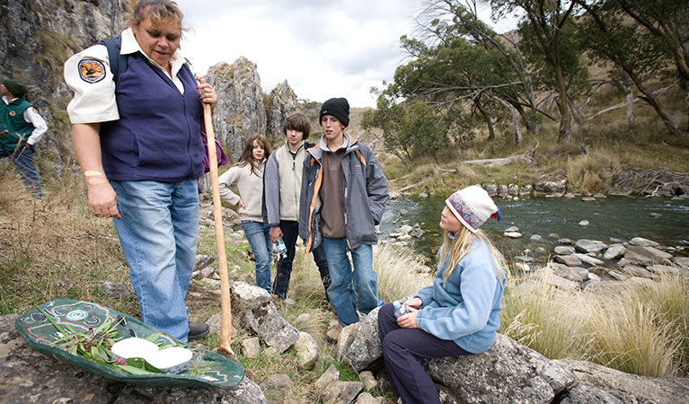 Aboriginal Discovery Rangers, Blue Waterholes campground, Kosciuszko National Park. Photo: Murray Vanderveer