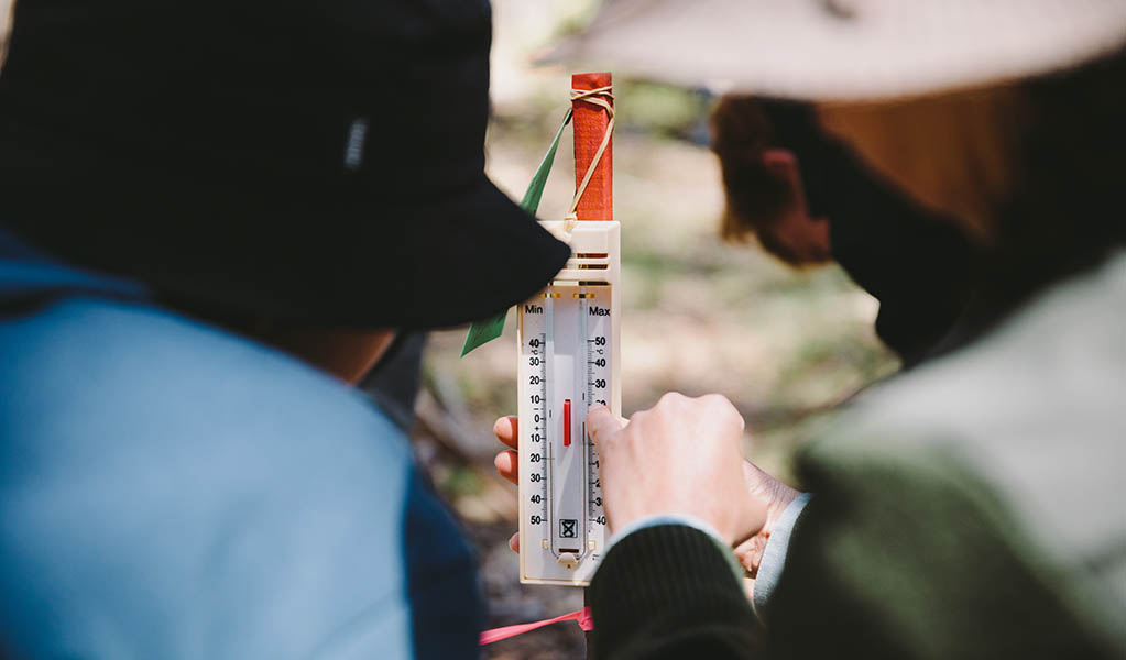 Student using field equipment during an excursion activity in Kosciuszko National Park. Photo: Remy Brand &copy; DPE