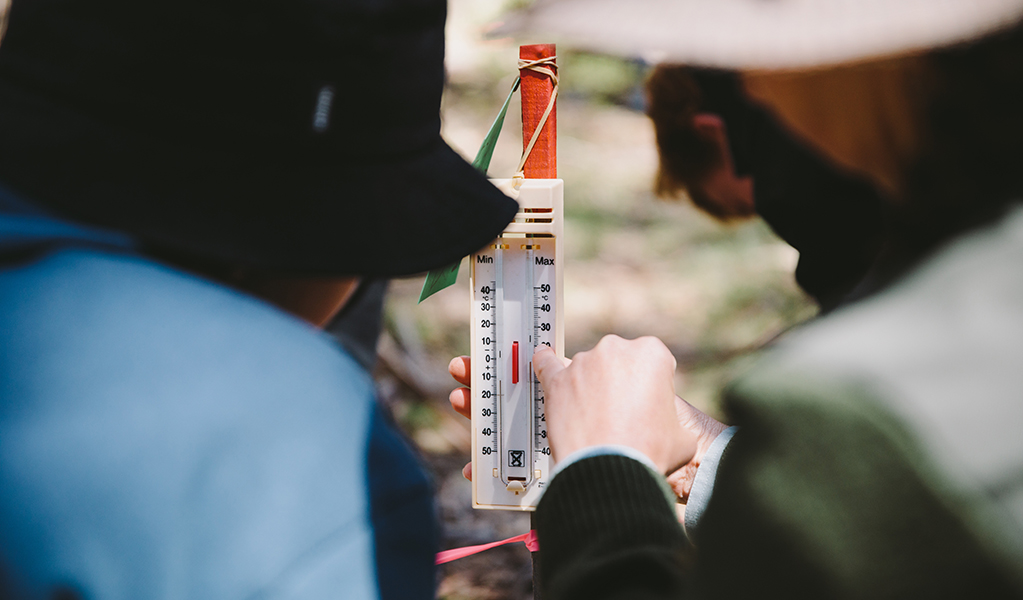 Student using field equipment during an excursion activity in Kosciuszko National Park. Photo: Remy Brand &copy; DPE