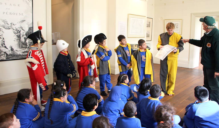 Students learning about the history of Botany Bay through role play. Photo: Kim Collas