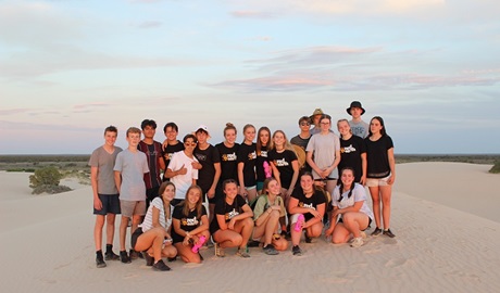 A group of students at Lake Mungo, Mungo National Park. Photo: Red Earth &copy; Red Earth