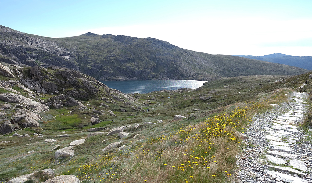 A view of Blue Lake from the Main Range walk in Kosciuszko National Park. Photo: E Sheargold &copy; DPE