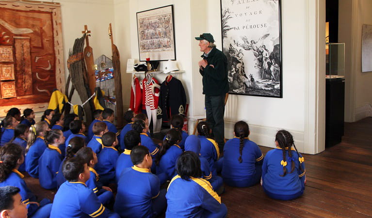 Students and NPWS guide inside the La Perouse Museum. Photo: Kim Collas