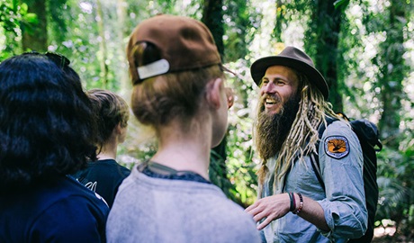 A ranger and students on a Venture to the falls school excursion. Photo: And the Trees Photography &copy; DPIE